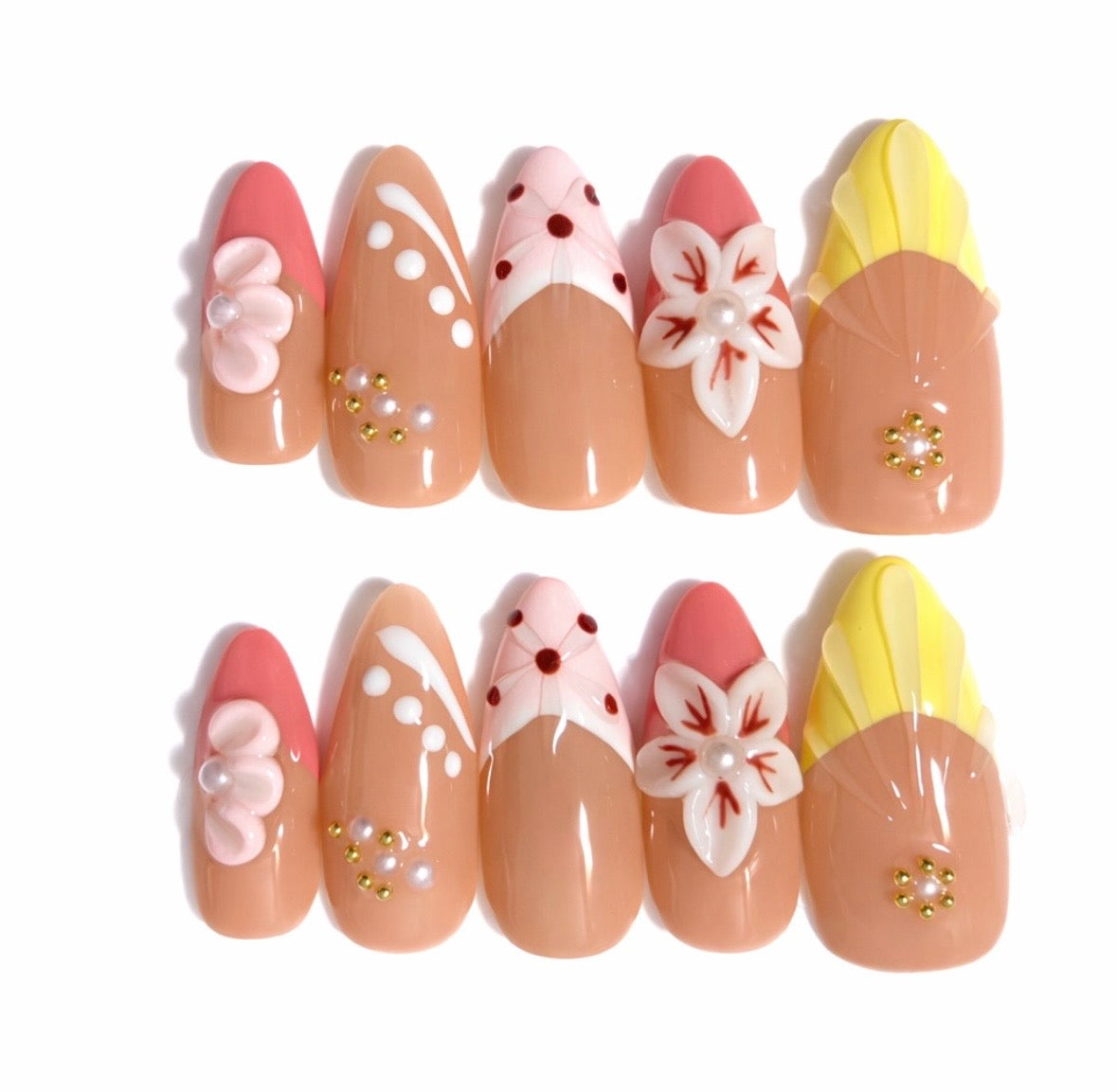 Soft Bloom Pop | Medium Almond Press On Nails